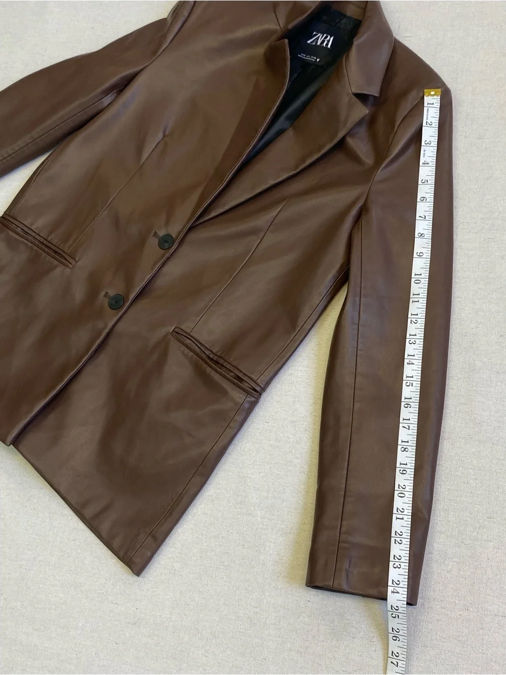 Zara Faux Leather Blazer Jacket Oversized